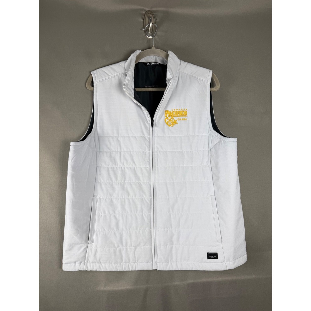 TravisMathew Interlude Vest Mens XL Grey Cerveza Pacifico Clara Quilted Zip